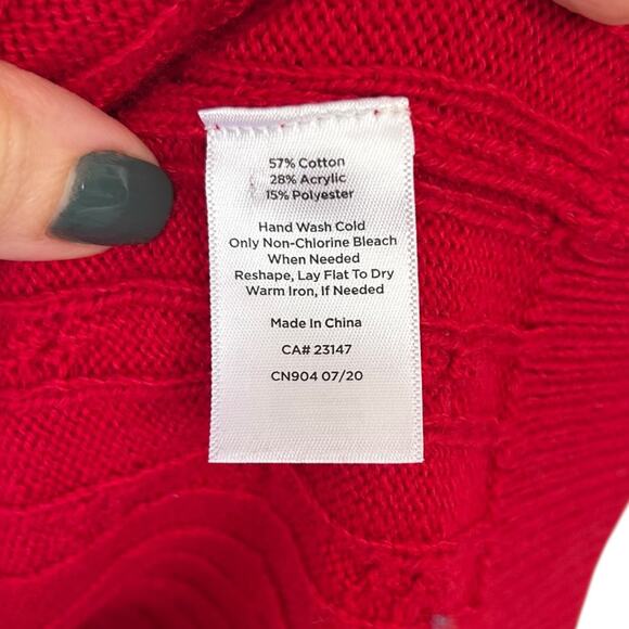 Talbots Women's Red Cable-Knit Pullover Sweater Button Shoulder Detail Size 2X - Picture 4 of 5